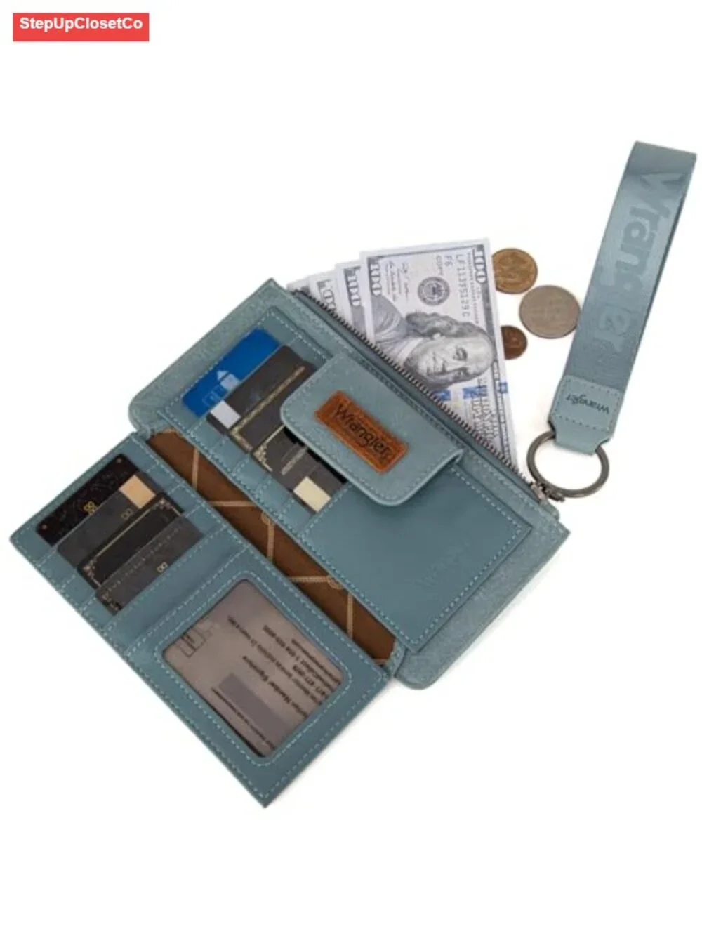 Large Wristlet Wallet Clutch with RFID Blocking, Multiple Card Slots, Coin